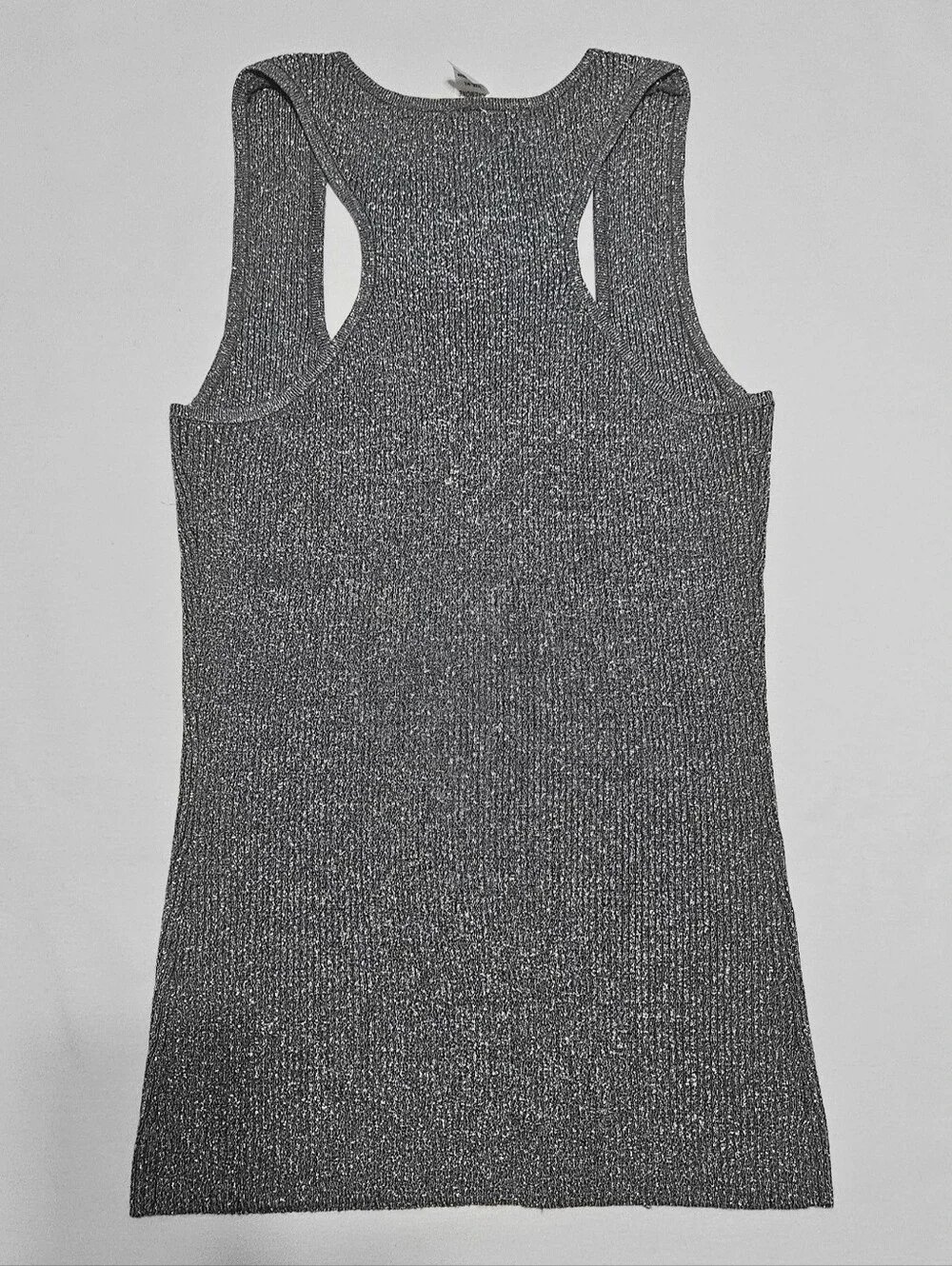 Anemone Metallic Ribbed Racerback Tank - Black - Picture 2 of 4